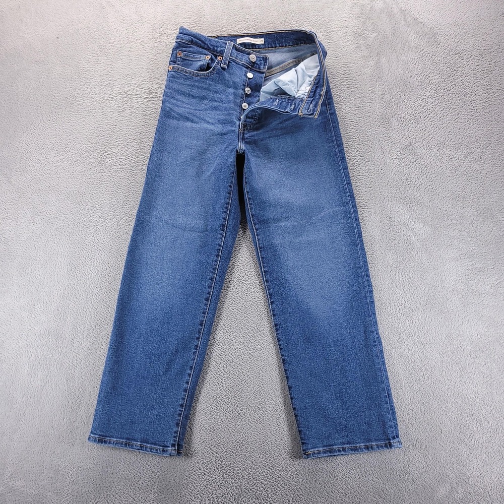 Levis Jeans Womens 27 Blue Ribcage Straight Ankle High Rise Button Fly Denim